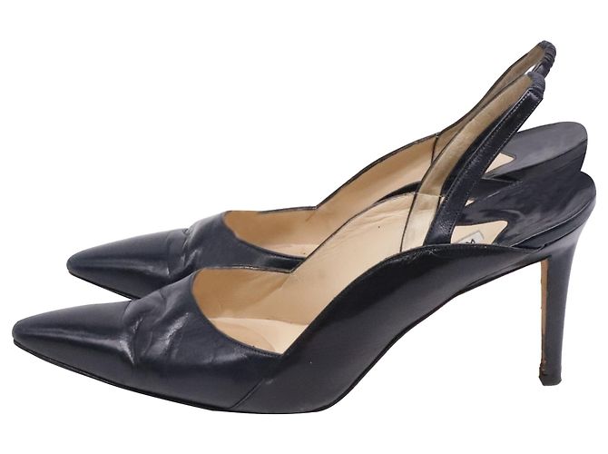 Décolleté Slingback Manolo Blahnik in pelle nera Stampa python - vista 5