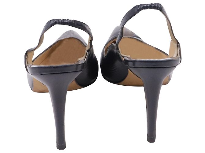 Décolleté Slingback Manolo Blahnik in pelle nera Stampa python - vista 6