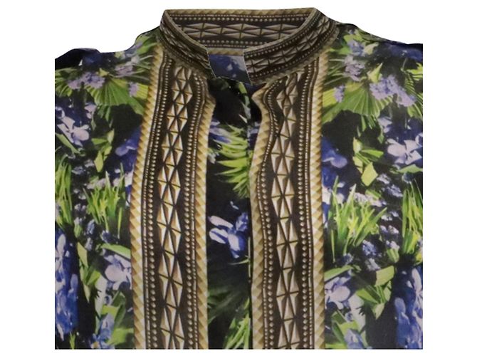 Blusa senza maniche Givenchy con stampa floreale tropicale e geometrica in seta multicolore - vista 2