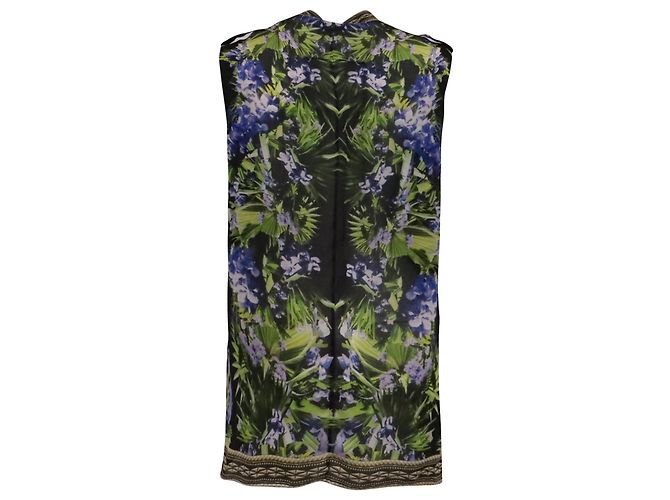 Blusa senza maniche Givenchy con stampa floreale tropicale e geometrica in seta multicolore - vista 4