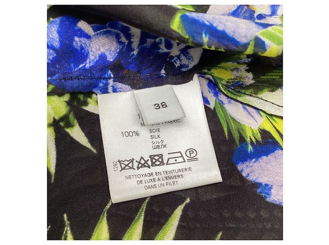 Blusa senza maniche Givenchy con stampa floreale tropicale e geometrica in seta multicolore - vista 5