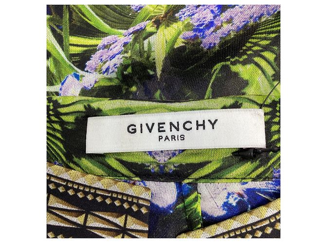 Blusa senza maniche Givenchy con stampa floreale tropicale e geometrica in seta multicolore - vista 7