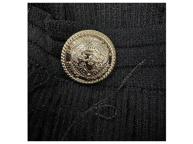 Balmain gestrickte Cropped-Jacke mit Fransen aus schwarzer Viskose - Ansicht 4