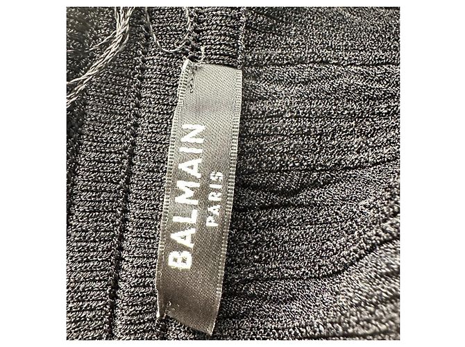 Balmain gestrickte Cropped-Jacke mit Fransen aus schwarzer Viskose - Ansicht 5