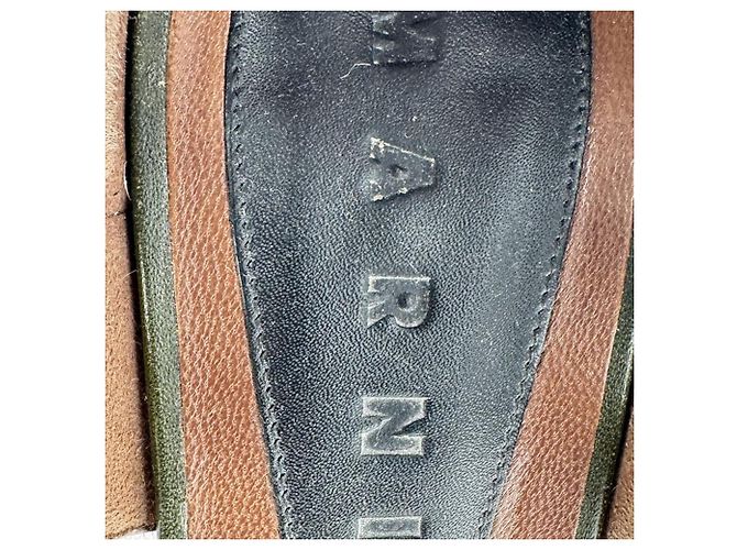 Tacchi a blocco Marni in pelle olive green Verde Verde oliva - vista 10