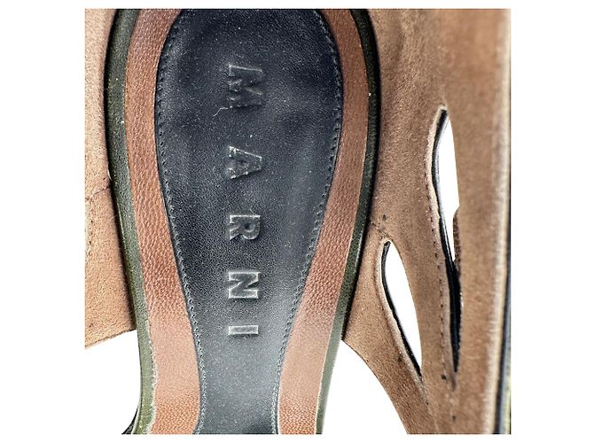 Tacchi a blocco Marni in pelle olive green Verde Verde oliva - vista 12