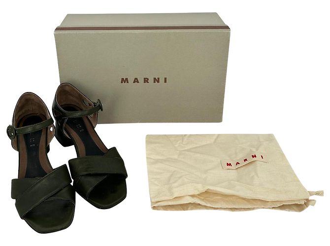 Tacchi a blocco Marni in pelle olive green Verde Verde oliva - vista 17