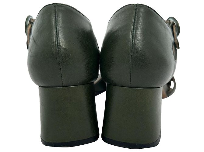 Tacchi a blocco Marni in pelle olive green Verde Verde oliva - vista 6