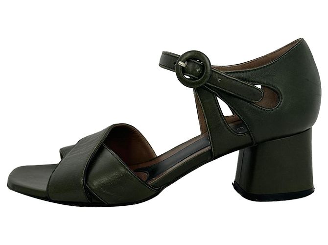 Tacchi a blocco Marni in pelle olive green Verde Verde oliva - vista 7