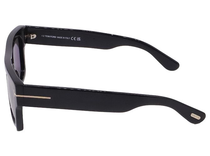 Tom Ford Fausto Rectangular Sunglasses in Black Acetate - view 2
