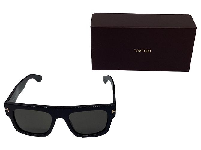 Tom Ford Fausto Rectangular Sunglasses in Black Acetate - view 5