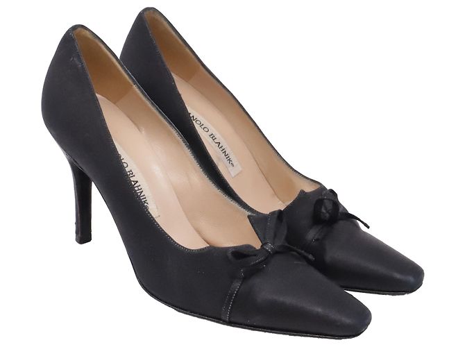 Décolleté Manolo Blahnik in pelle nera Nero - vista 2
