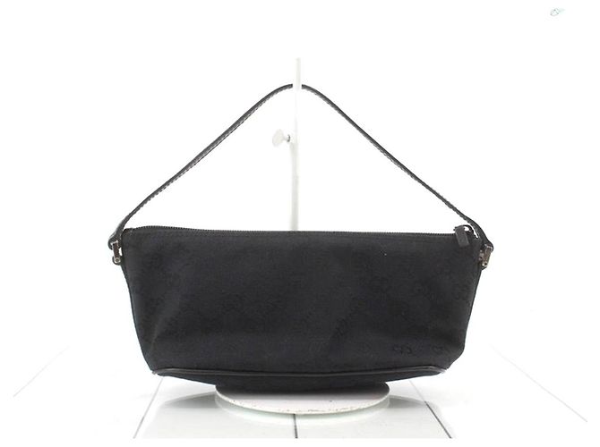 Gucci Boat Pochette Borsa in Tela GG Nera Nero - vista 7