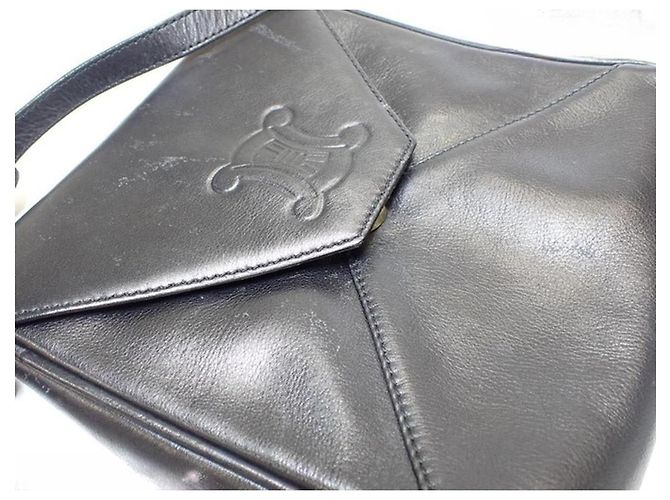 Céline Celine Triomphe Bolso Cuero Negro - vista 4