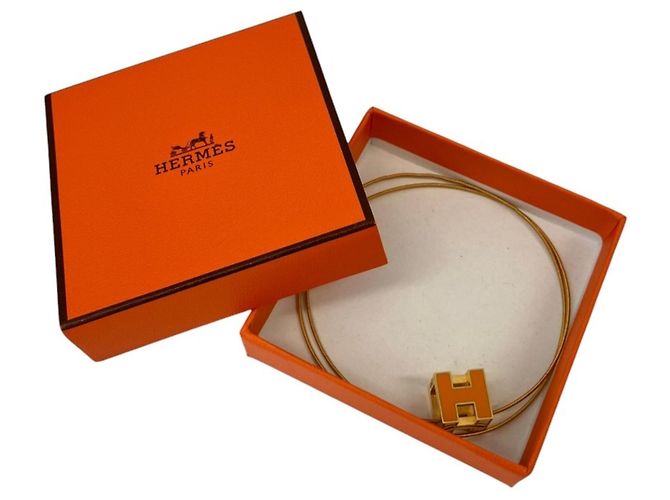 Hermès Hermes Cage d'H H-Cube Halskette Golden Orange - Ansicht 8