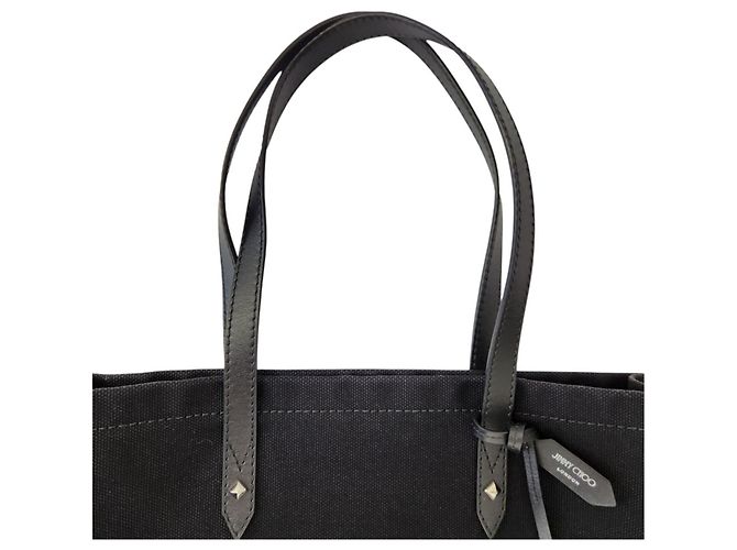 Jimmy Choo Logo Canvas Tote Bag Schwarz - Ansicht 6