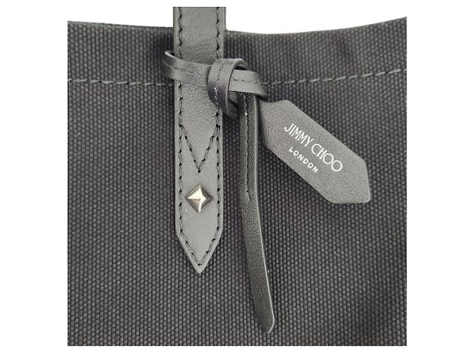 Jimmy Choo Logo Canvas Tote Bag Schwarz - Ansicht 8
