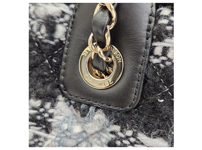 Saco Tote acolchoado em tweed Chanel Coconeige Collection Branco Azul - vista 11