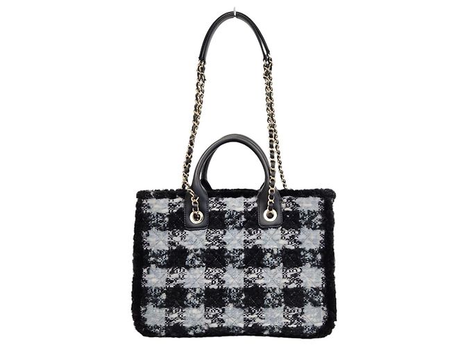 Saco Tote acolchoado em tweed Chanel Coconeige Collection Branco Azul - vista 3