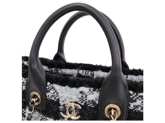 Saco Tote acolchoado em tweed Chanel Coconeige Collection Branco Azul - vista 7