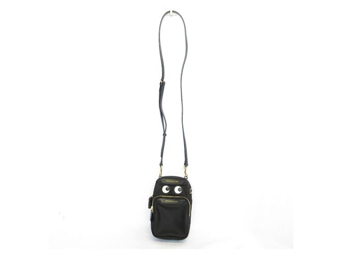 Anya Hindmarch Essentials Crossbody Eyes Nylon Shoulder Pouch Nero - vista 2