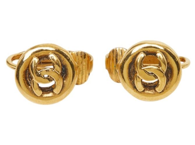 Chanel Coco Mark Round Motif Clip-Ohrringe Golden - Ansicht 2