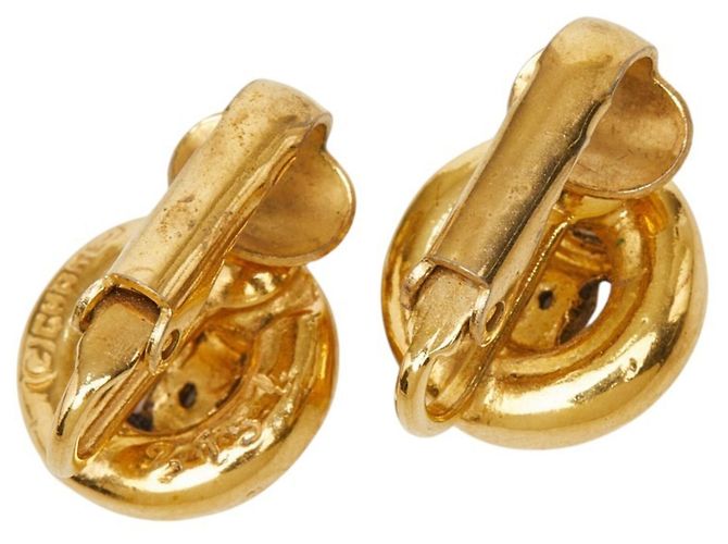Chanel Coco Mark Round Motif Clip-Ohrringe Golden - Ansicht 3