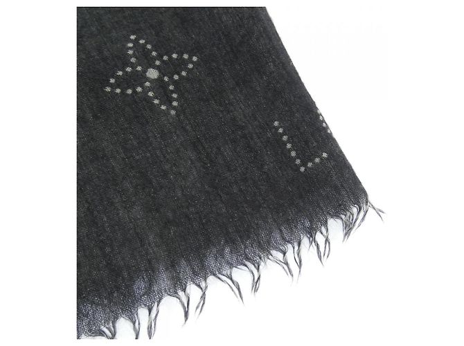 Stola Louis Vuitton in seta e cashmere nera e grigia Marrone Nero - vista 2
