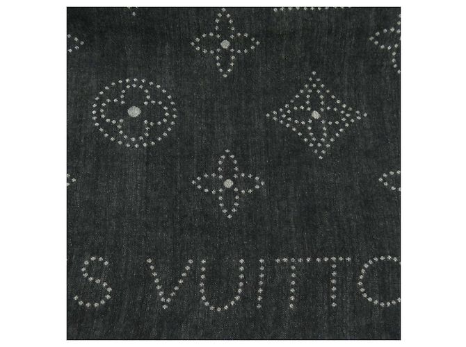 Stola Louis Vuitton in seta e cashmere nera e grigia Marrone Nero - vista 4