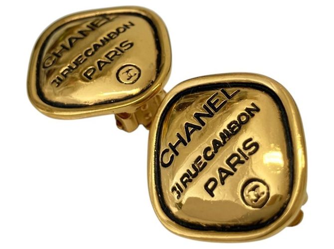 Orecchini a clip Chanel Cambon Plate Gold D'oro - vista 3