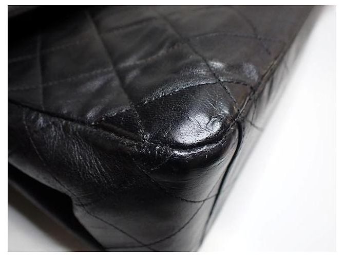 Timeless Borsa Chanel Classic Flap Maxi Jumbo Pelle d'Agnello Nera Nero - vista 2