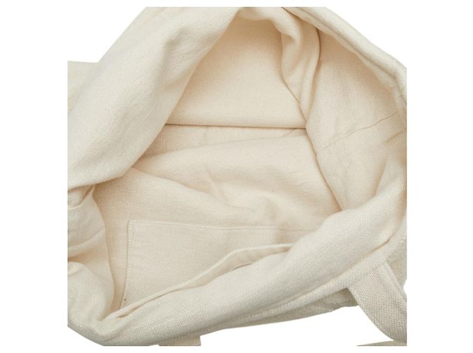 Sac de plage Chanel Coco Mark à franges Blanc Écru - vue 8