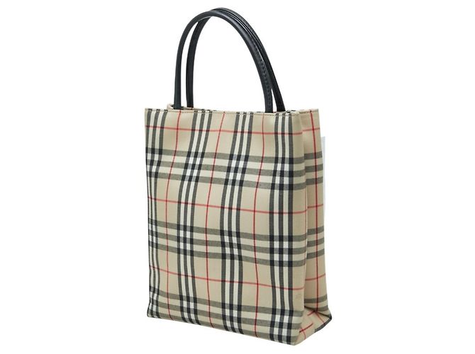 Mini borsa tote Burberry Nova Check Nero Beige - vista 2