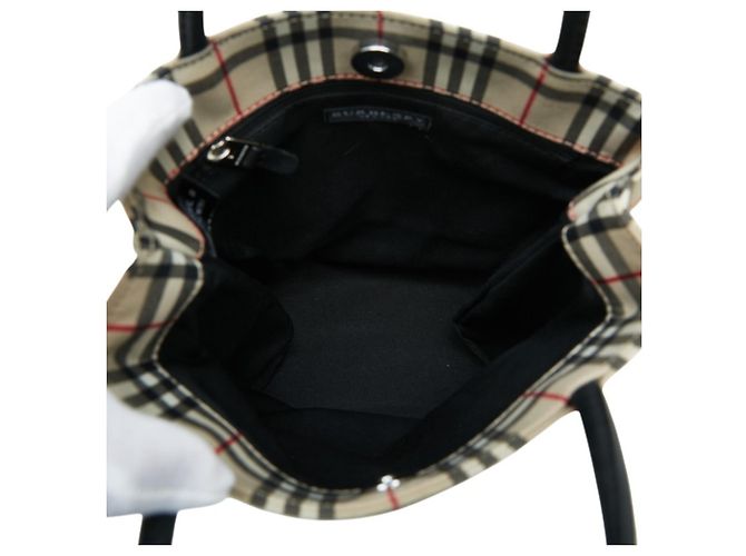 Mini borsa tote Burberry Nova Check Nero Beige - vista 6