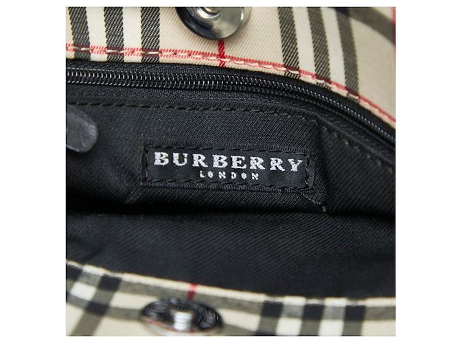 Mini borsa tote Burberry Nova Check Nero Beige - vista 7