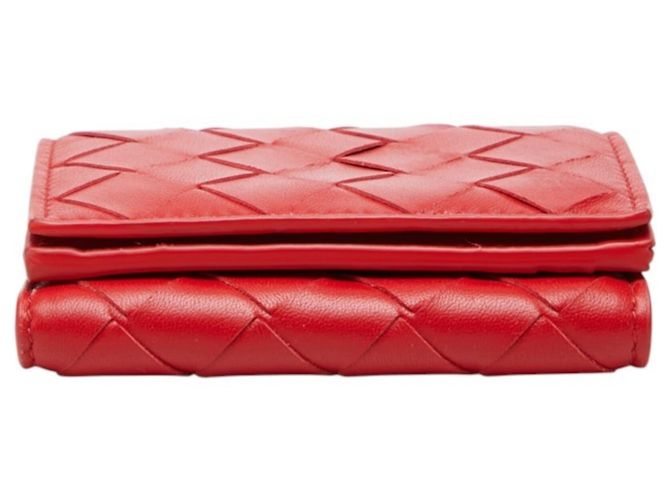 Cartera tri-fold de piel roja Bottega Veneta - vista 3