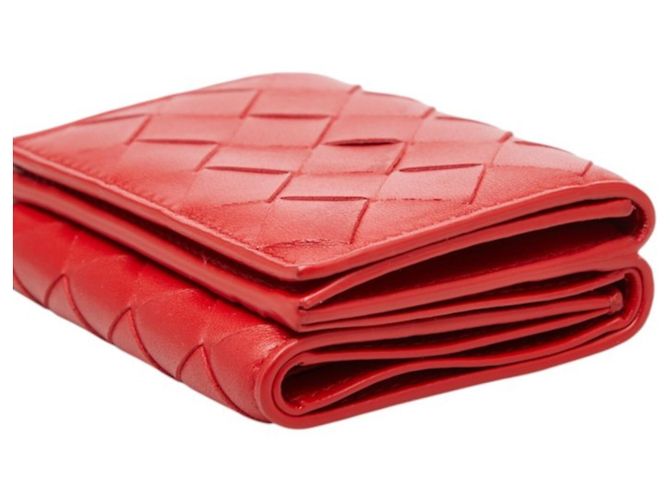 Cartera tri-fold de piel roja Bottega Veneta - vista 4