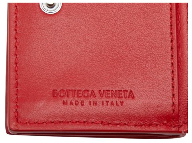 Cartera tri-fold de piel roja Bottega Veneta - vista 8