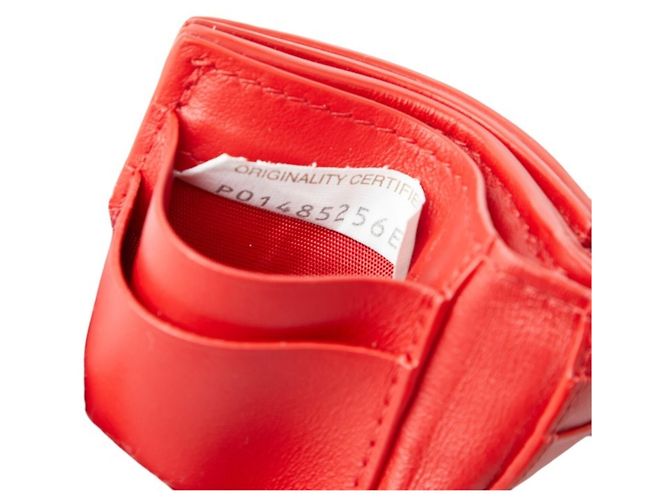Cartera tri-fold de piel roja Bottega Veneta - vista 9