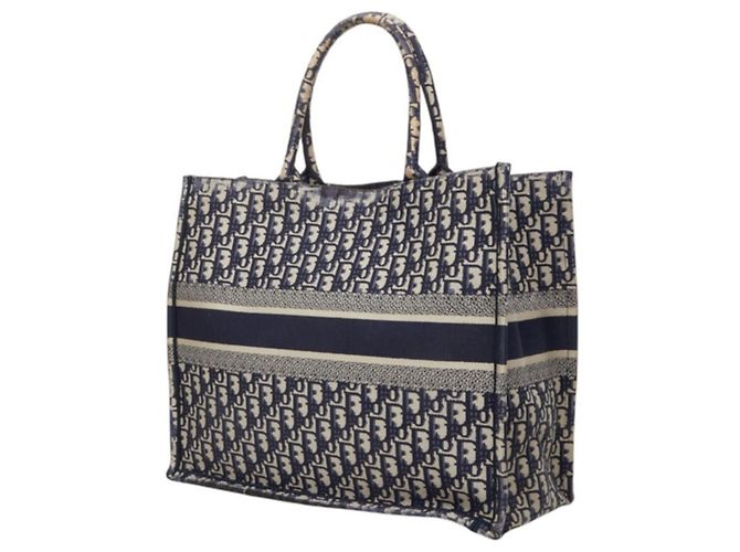 Borsa Book Tote Christian Dior Dior Oblique Blu navy - vista 2