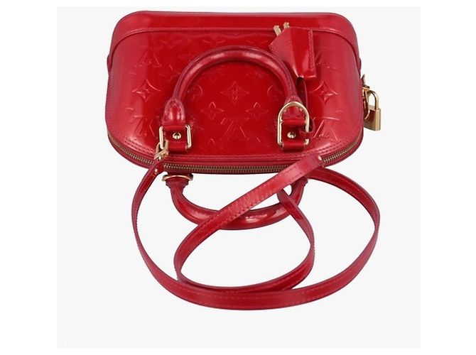 Louis Vuitton Alma BB Monogram Vernis Lackleder Handtasche Rot - Ansicht 11