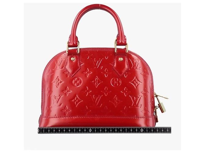 Louis Vuitton Alma BB Monogram Vernis Lackleder Handtasche Rot - Ansicht 13