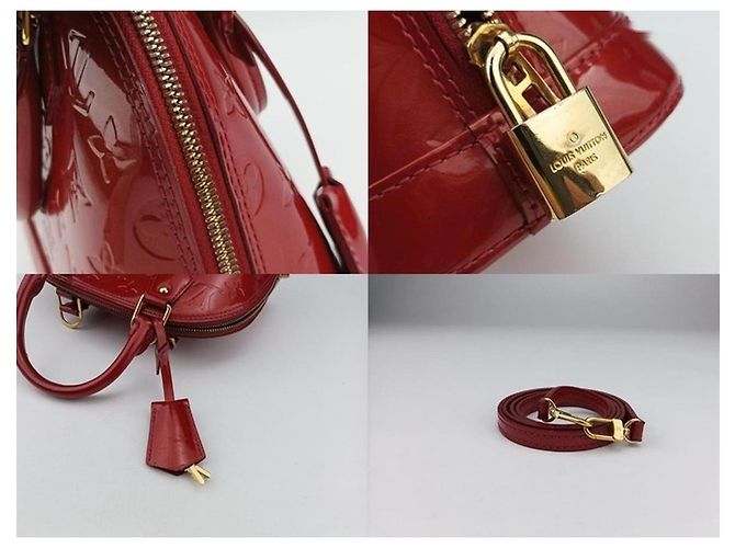 Louis Vuitton Alma BB Monogram Vernis Lackleder Handtasche Rot - Ansicht 7