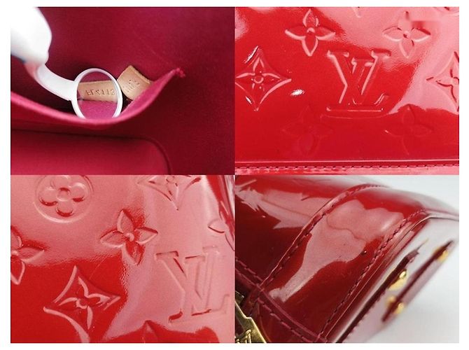 Louis Vuitton Alma BB Monogram Vernis Lackleder Handtasche Rot - Ansicht 9