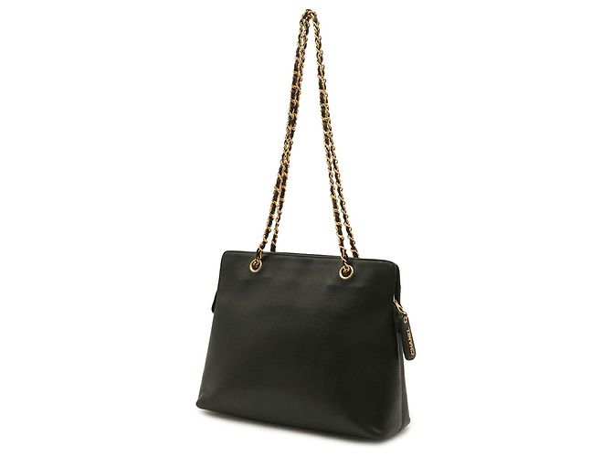 Borsa a tracolla Chanel in vitello grana nera Nero - vista 3