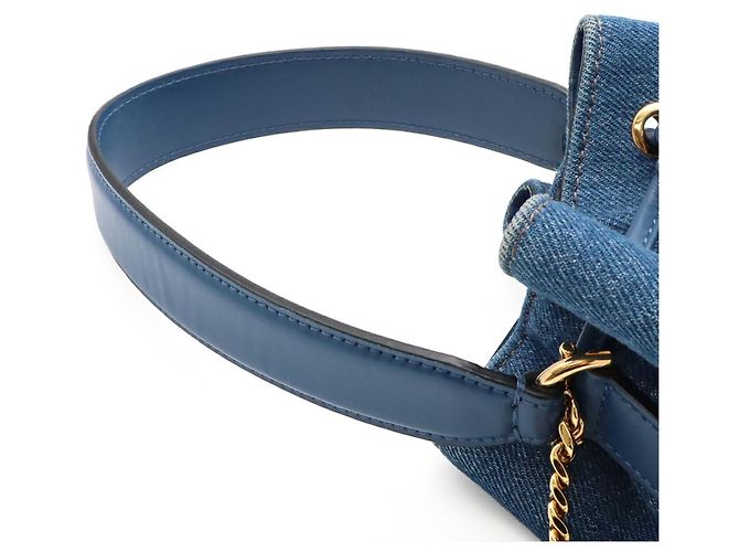 Borsa a tracolla Versace Medusa in denim Blu - vista 6