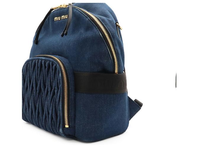 Zaino Miu Miu in denim e pelle Blu - vista 9