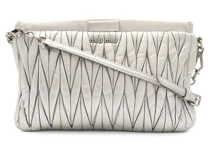 Borsa Miu Miu Matelassé arricciata argento Metallico - vista 2
