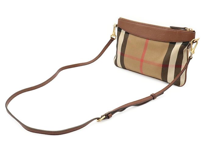 Clutch Burberry House Check Marrom Preto Bege - vista 3