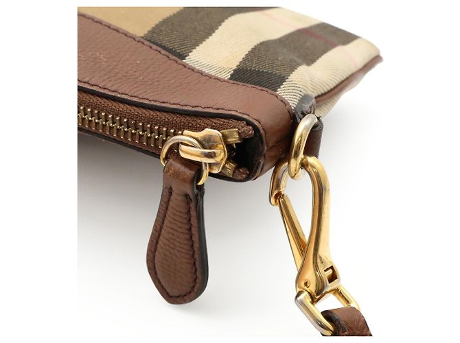 Clutch Burberry House Check Marrom Preto Bege - vista 6